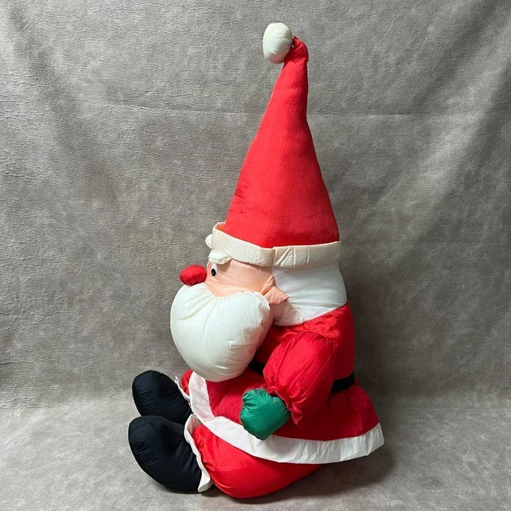 Vintage 22” Puffy  Slick Nylon Santa Clause Christmas Stuffed doll
